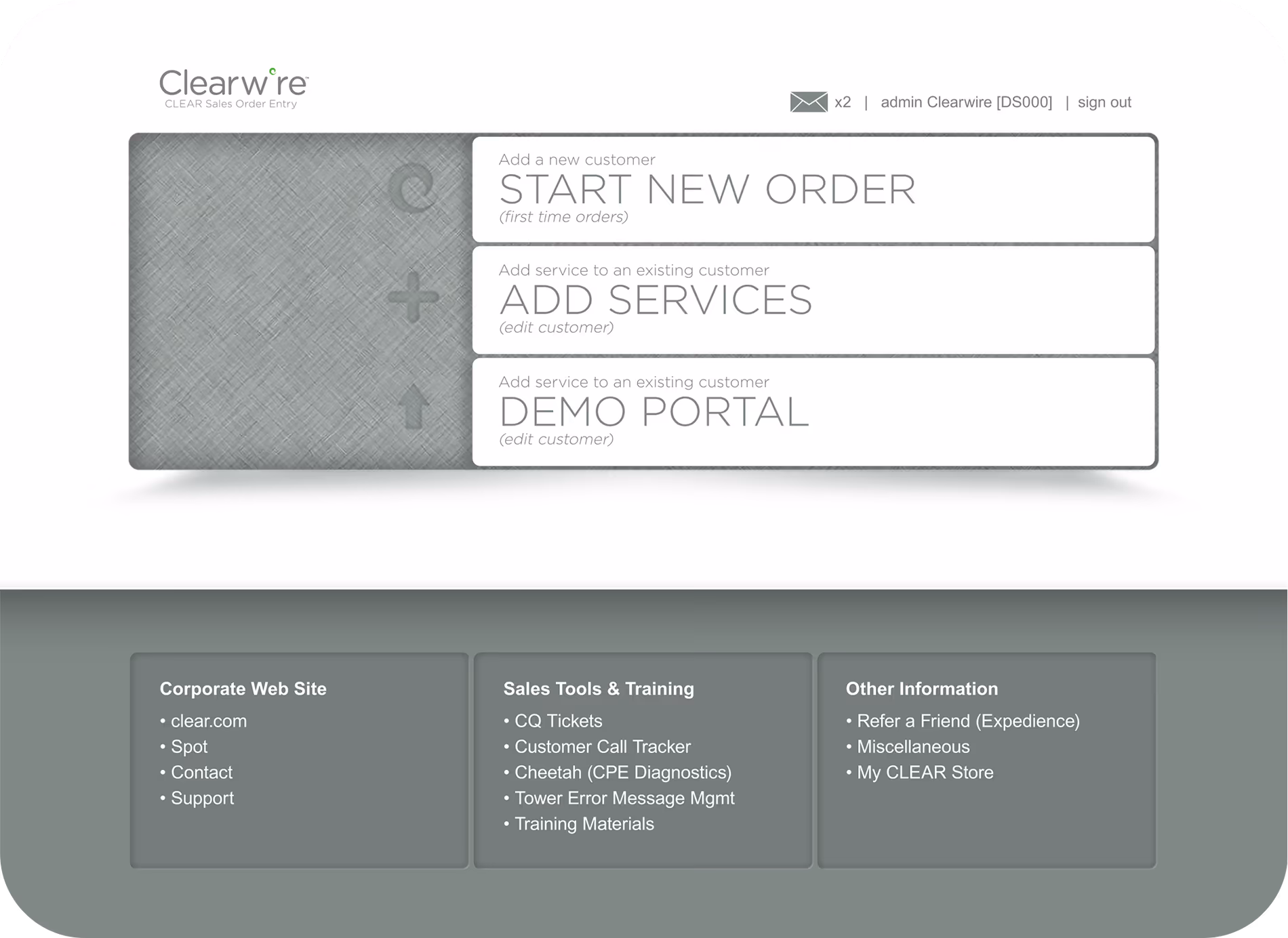 Interactive Sales Order Entry home screen